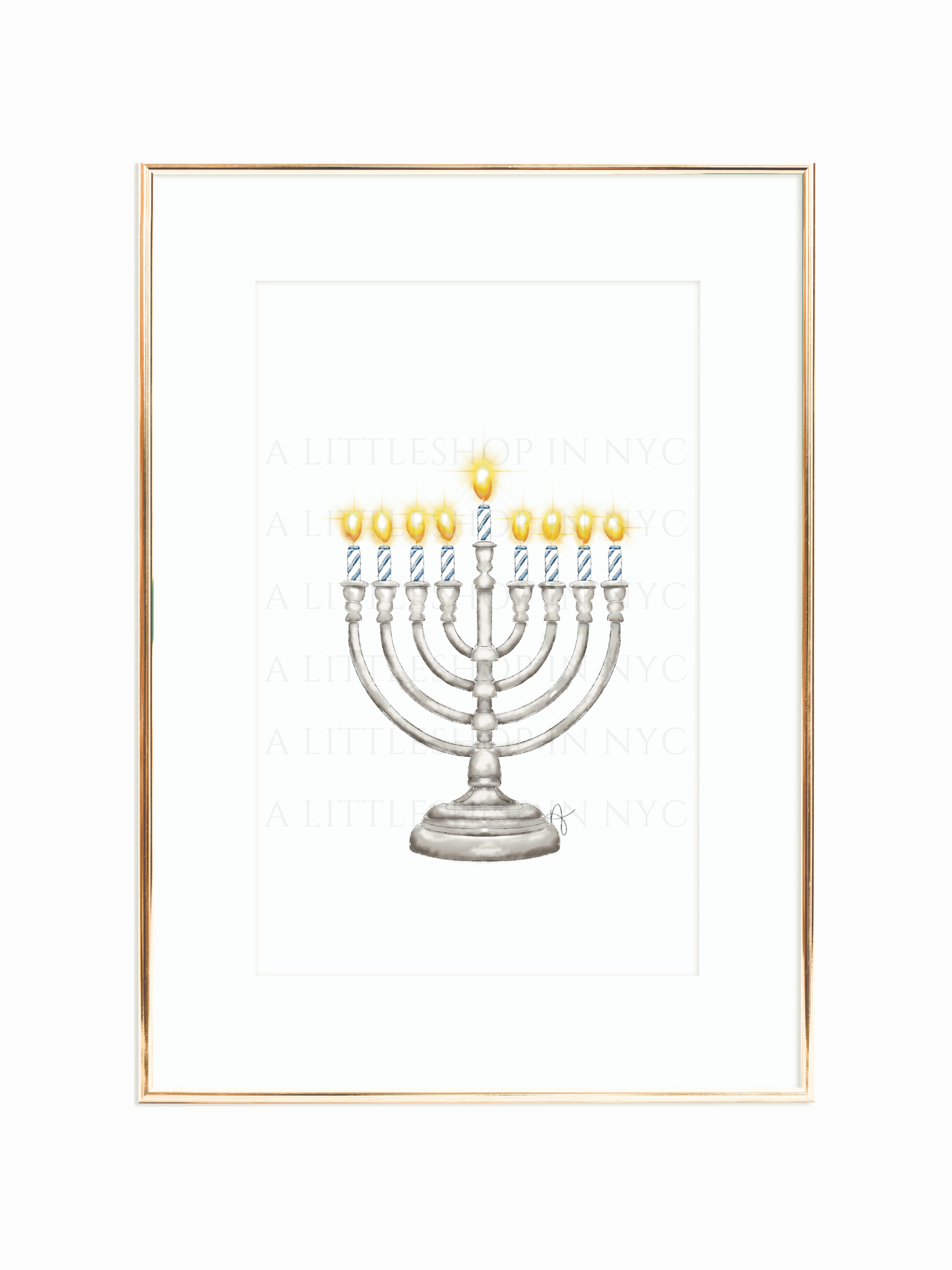 Silver Menorah Print