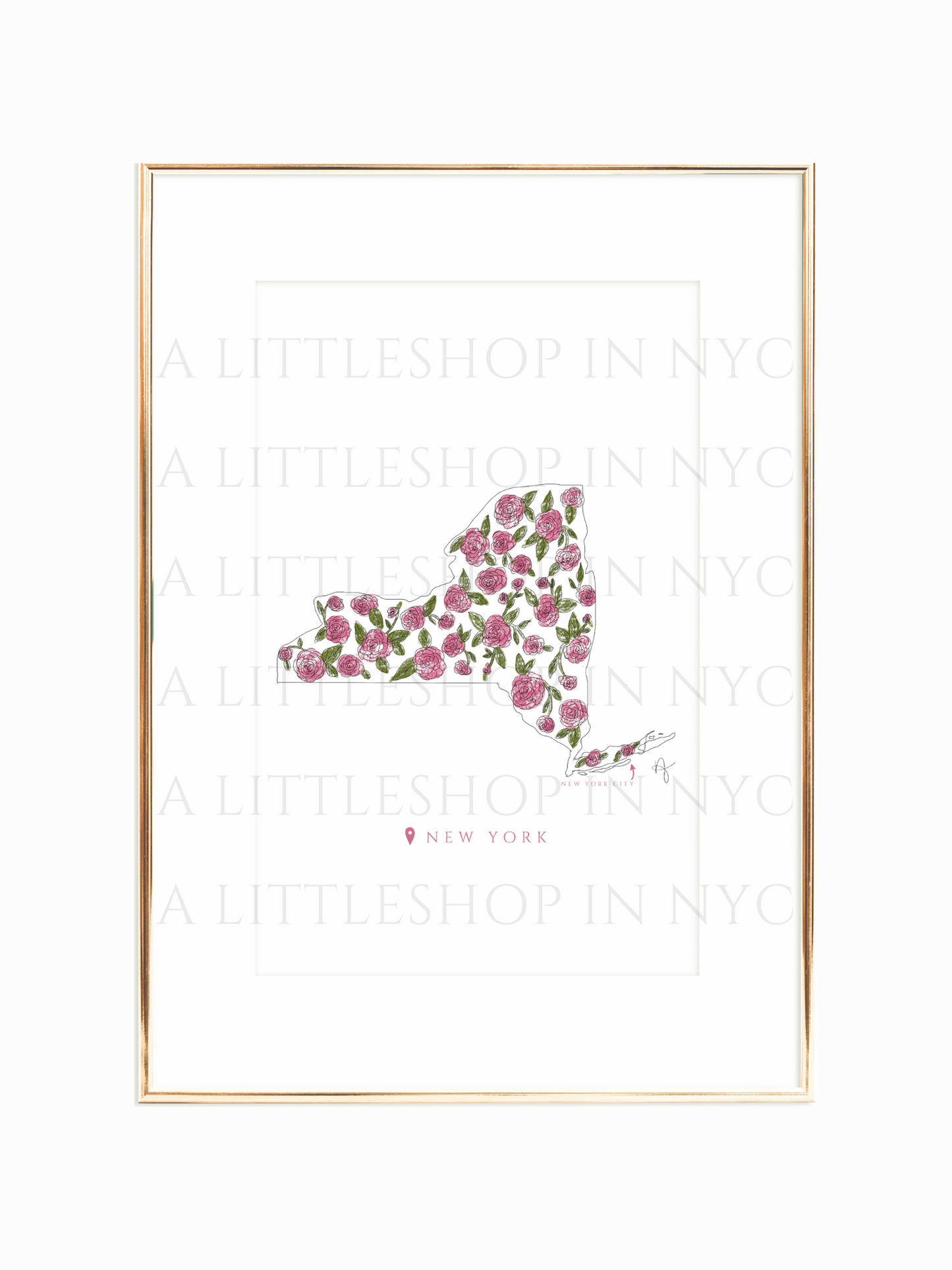 NY Map Floral Print