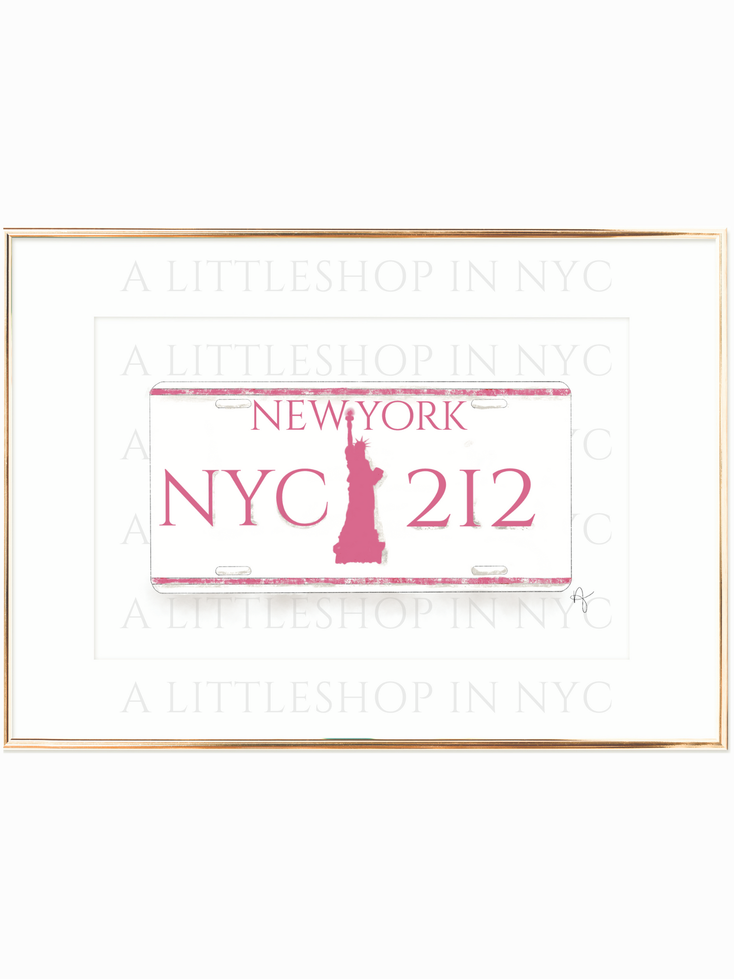 NY License Plate Pink Print