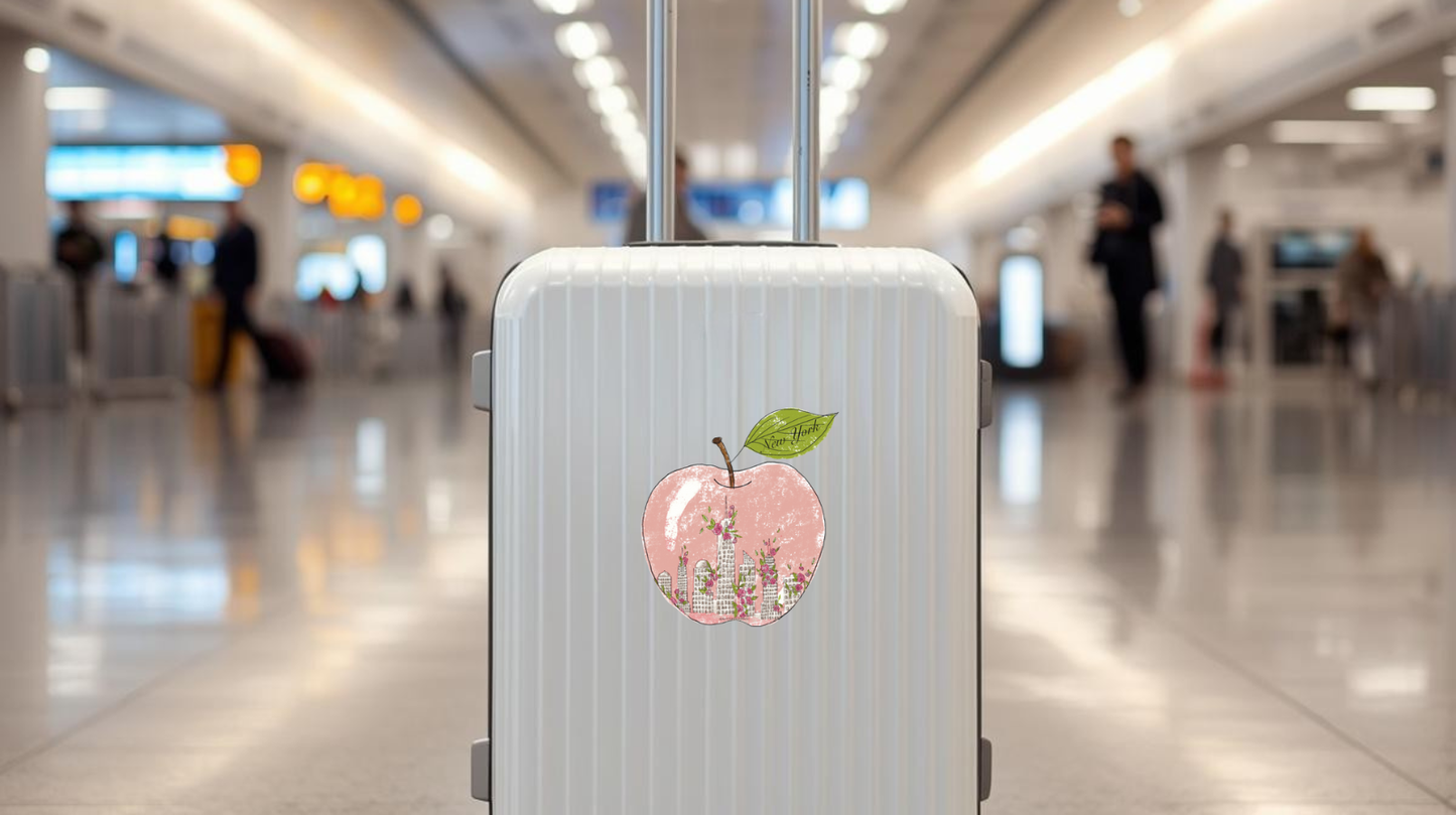 Pink Apple Luggage Sticker