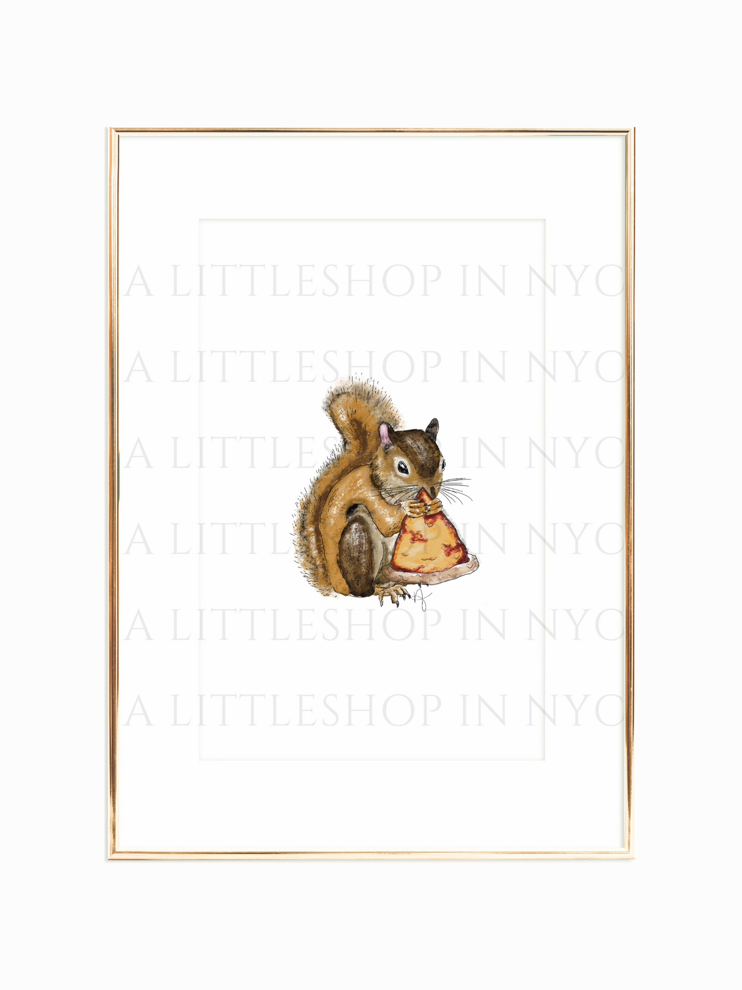Pizza Squirrel Print