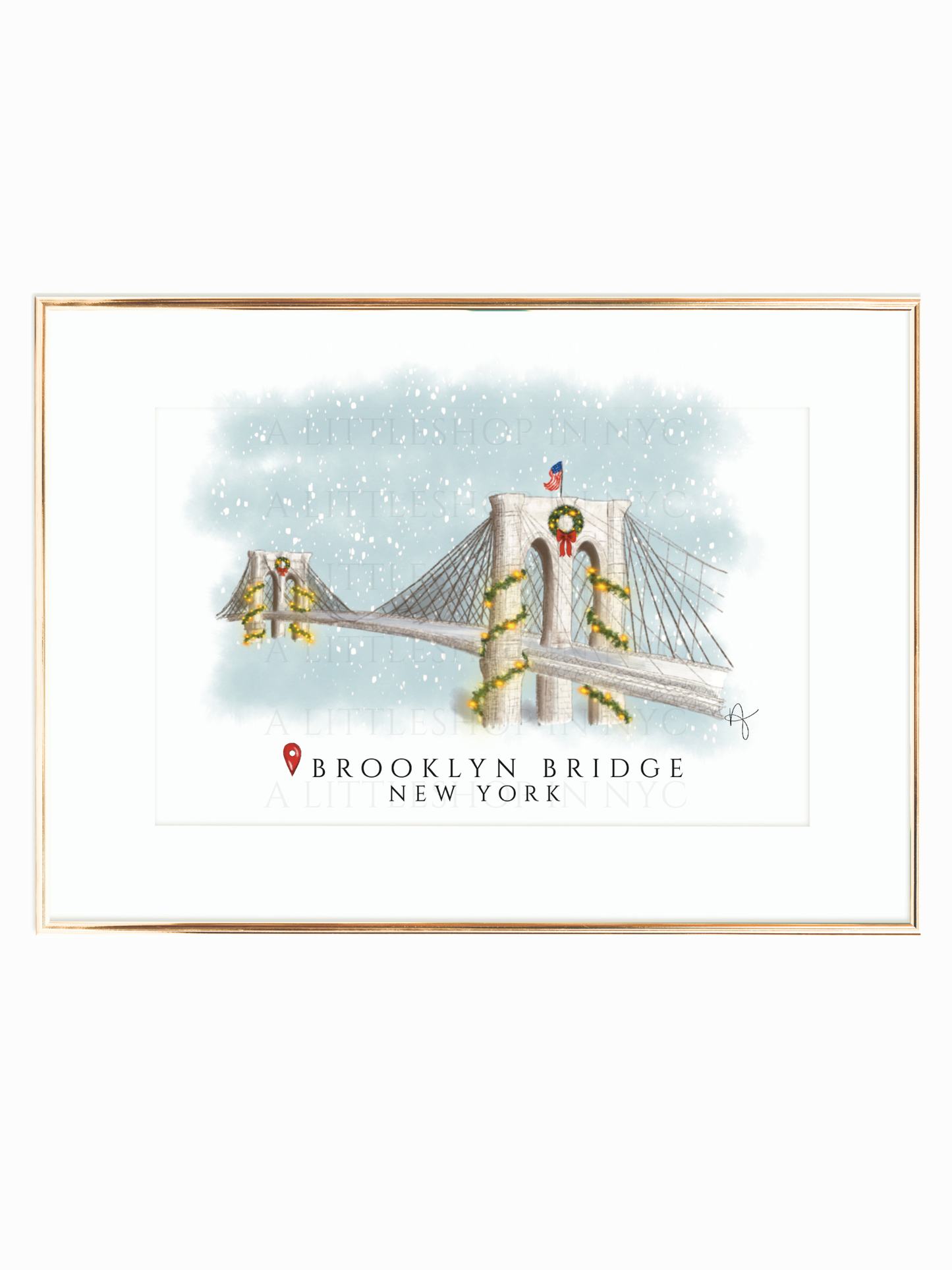 Festive Brooklyn Bridge Print