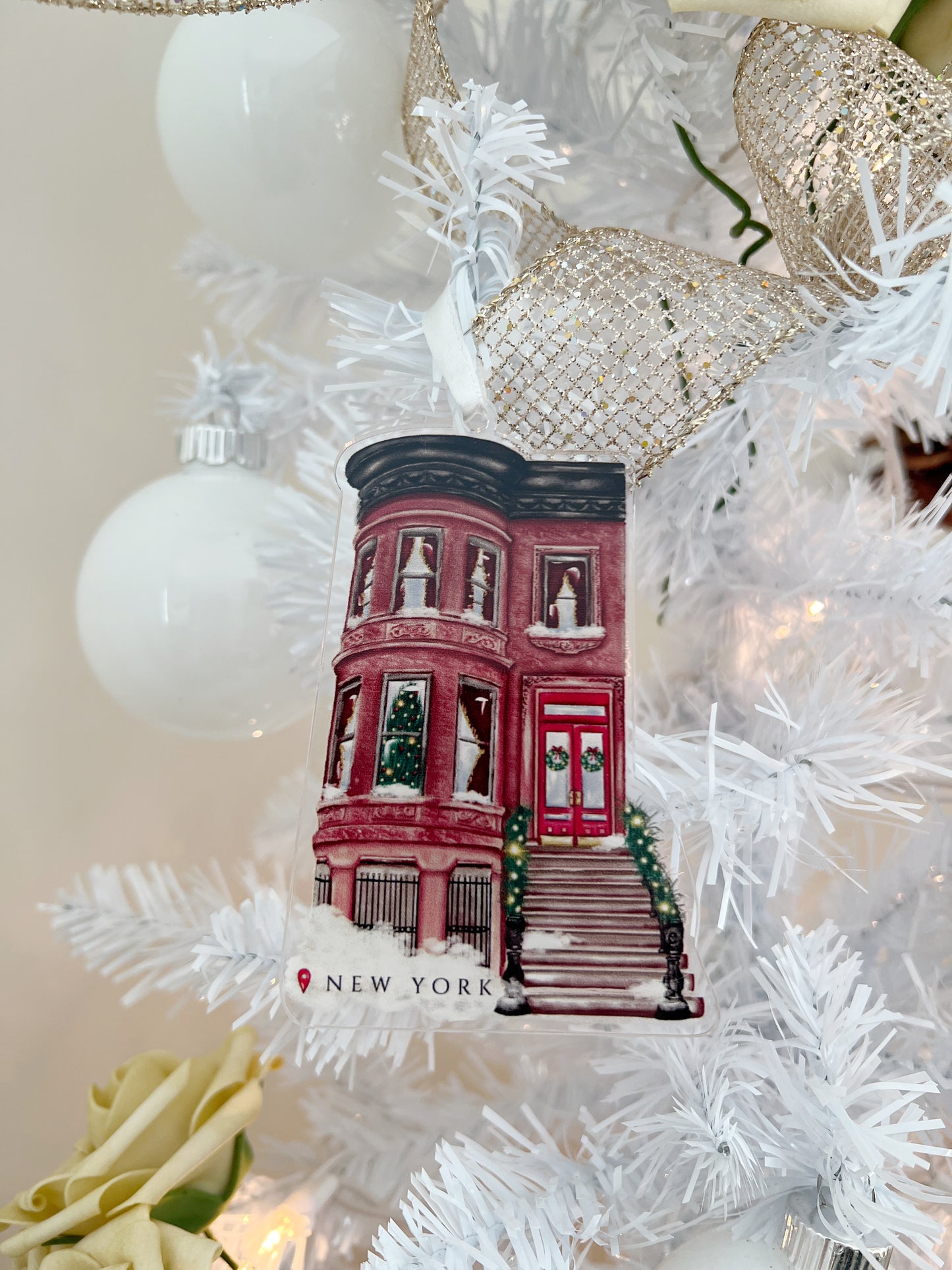 Festive Brownstone Ornament