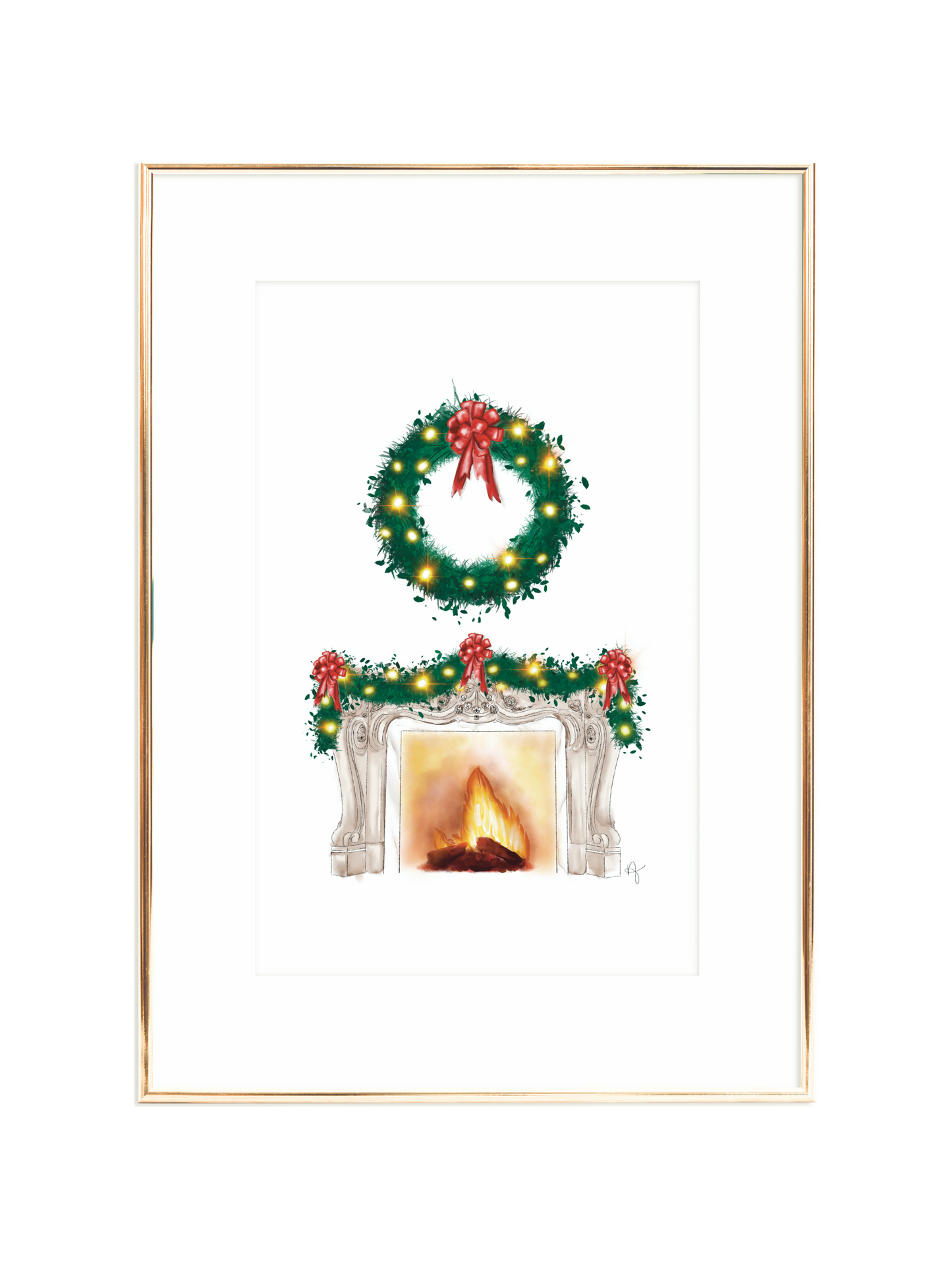Festive Fireplace Print