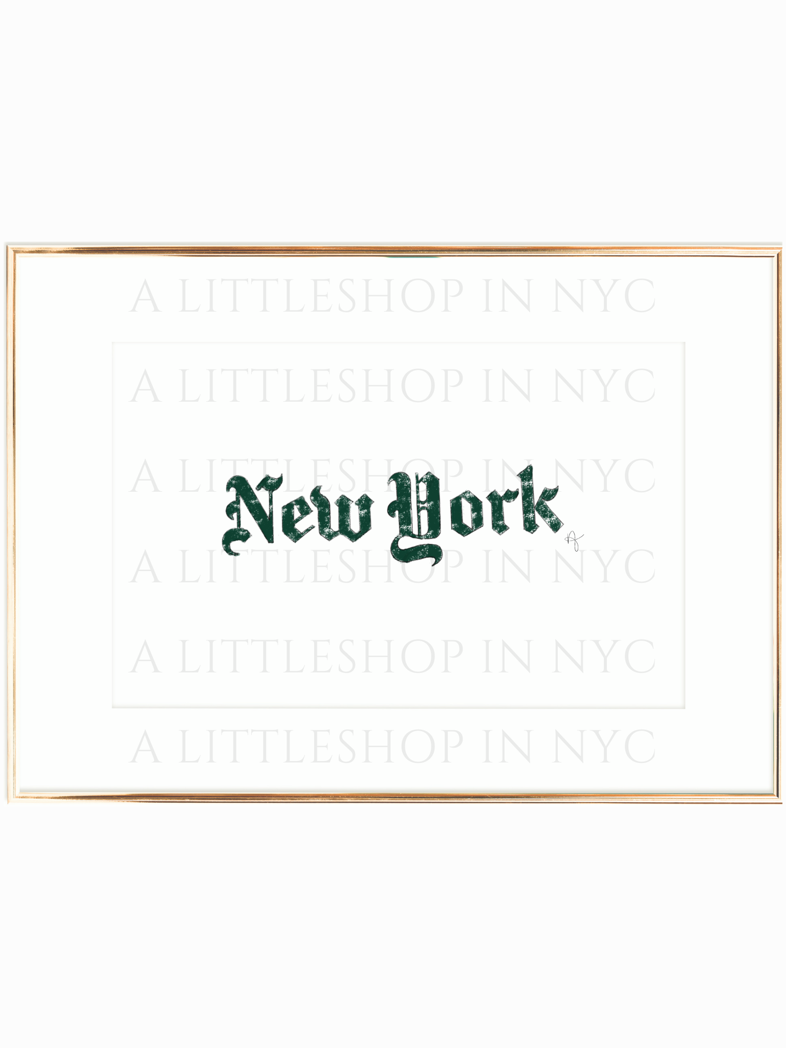 New York Font Green Print