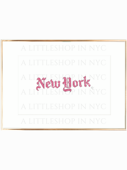 New York Font Pink Print