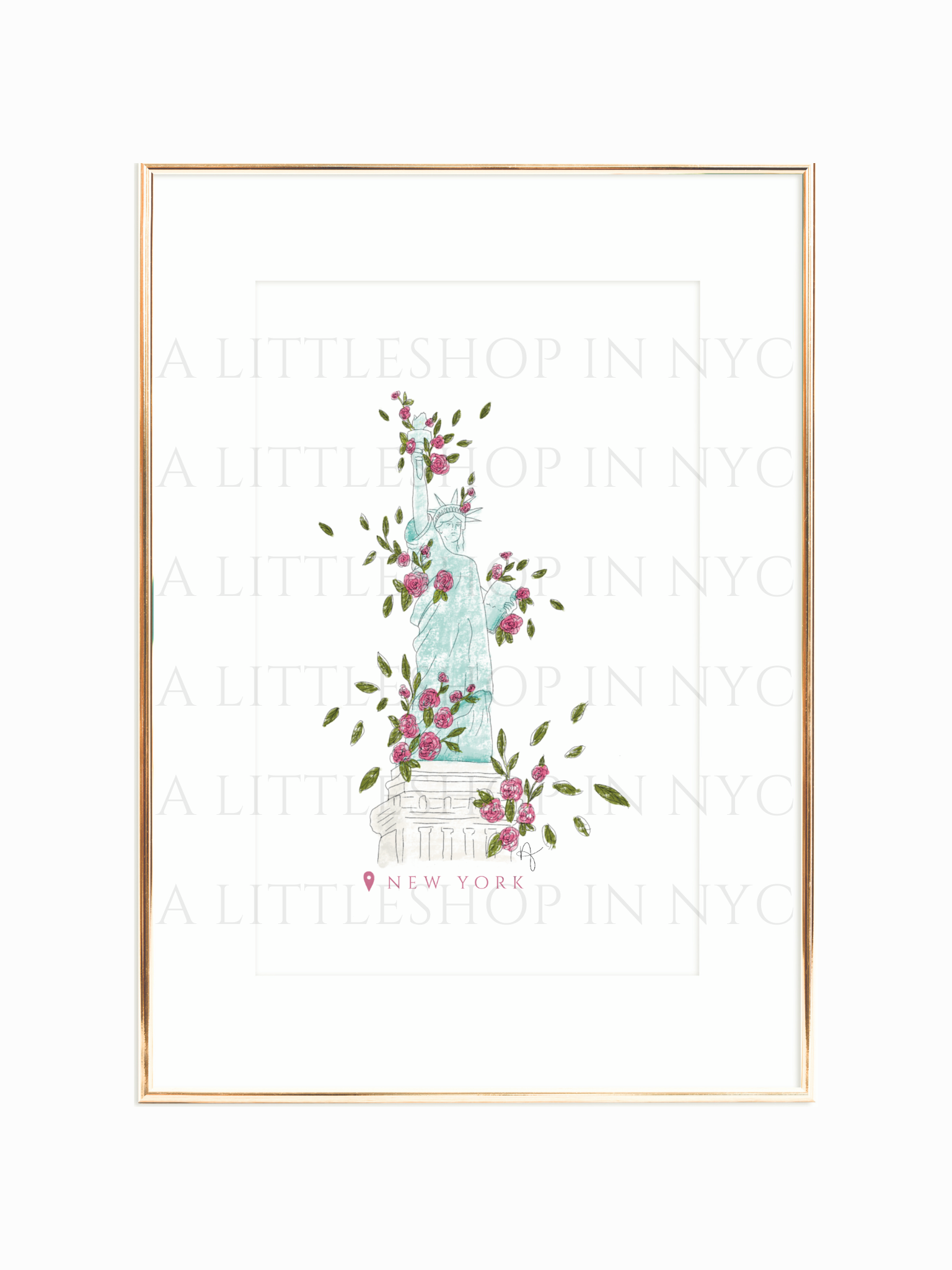The Statue of Liberty Floral Print