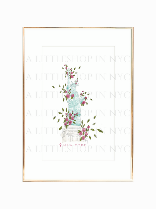 The Statue of Liberty Floral Print