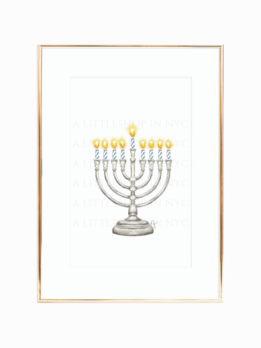 Silver Menorah Print