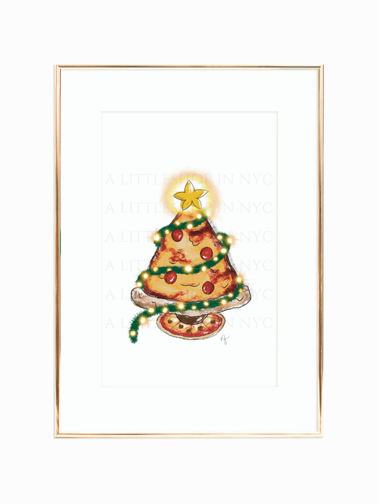 Festive Pizza Tree Print