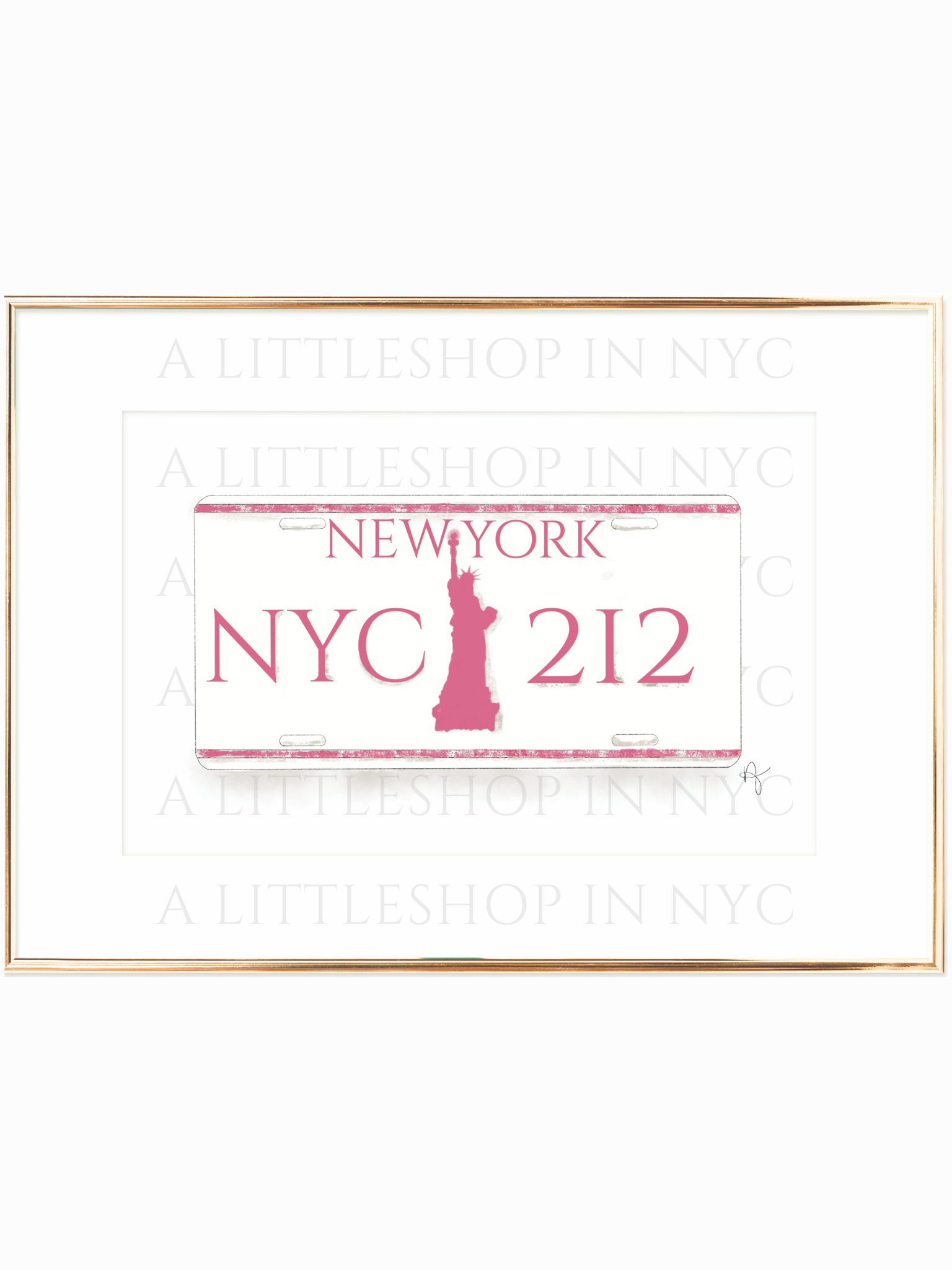 NY License Plate Pink Print