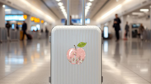 Pink Apple Luggage Sticker