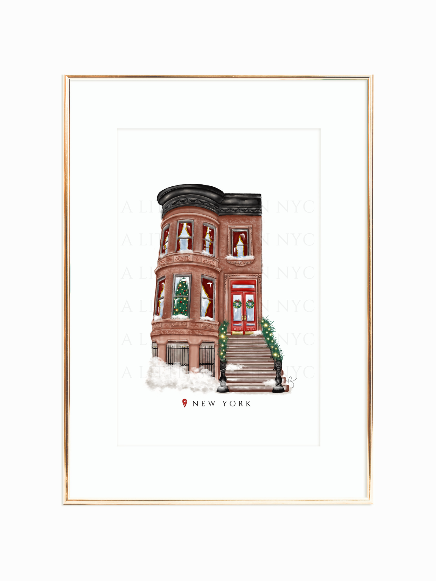 Festive Brownstone Print