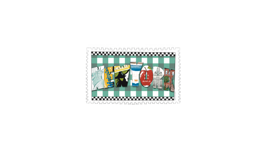 Gingham Icon Text Luggage Sticker