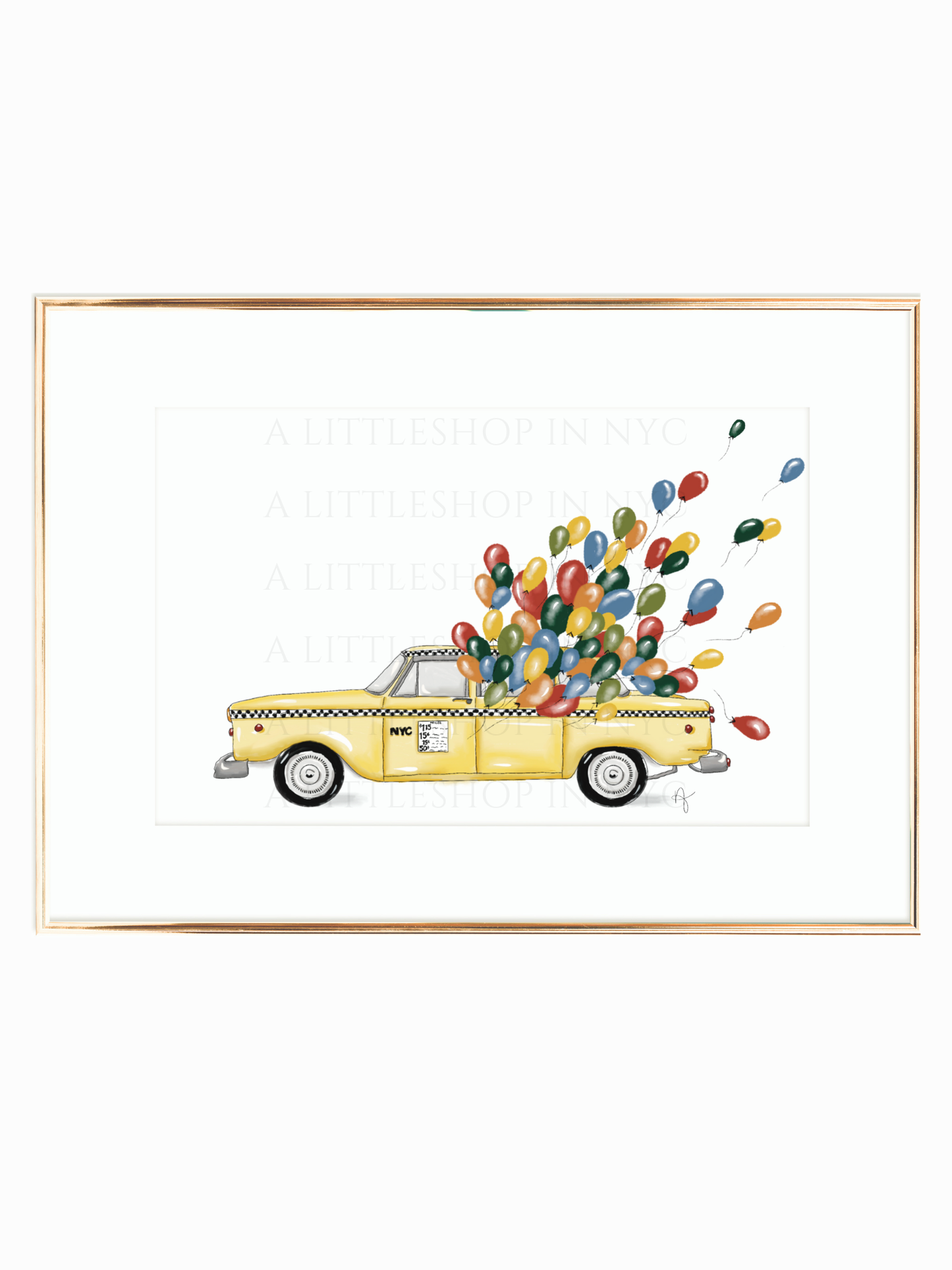 Taxi With Balloons Print