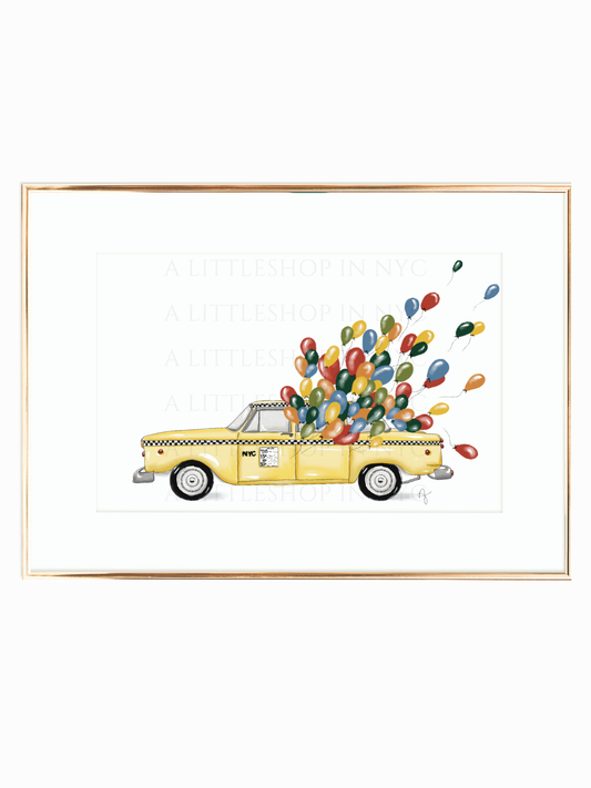 Taxi With Balloons Print