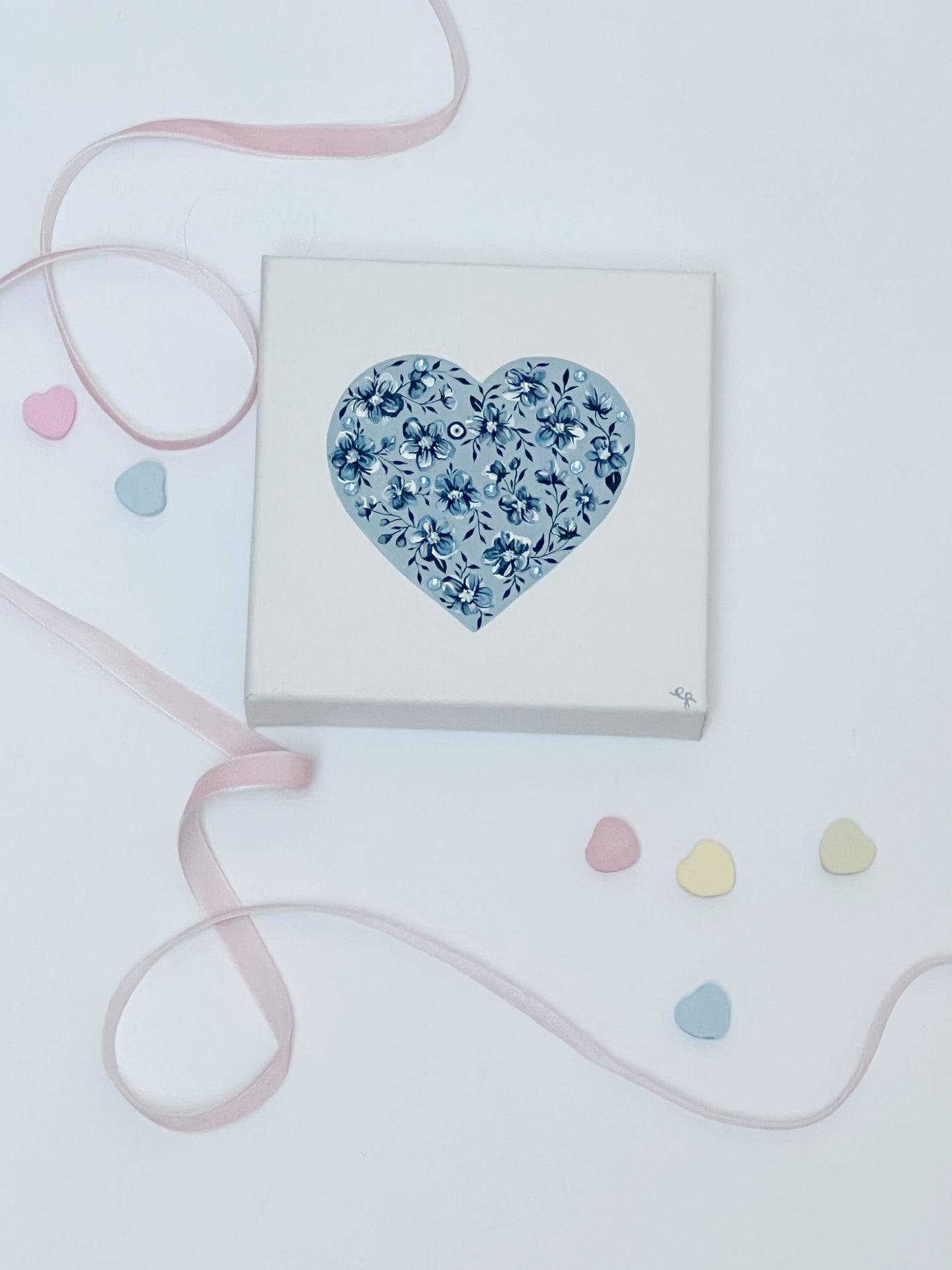 Mini Canvas Blue Heart