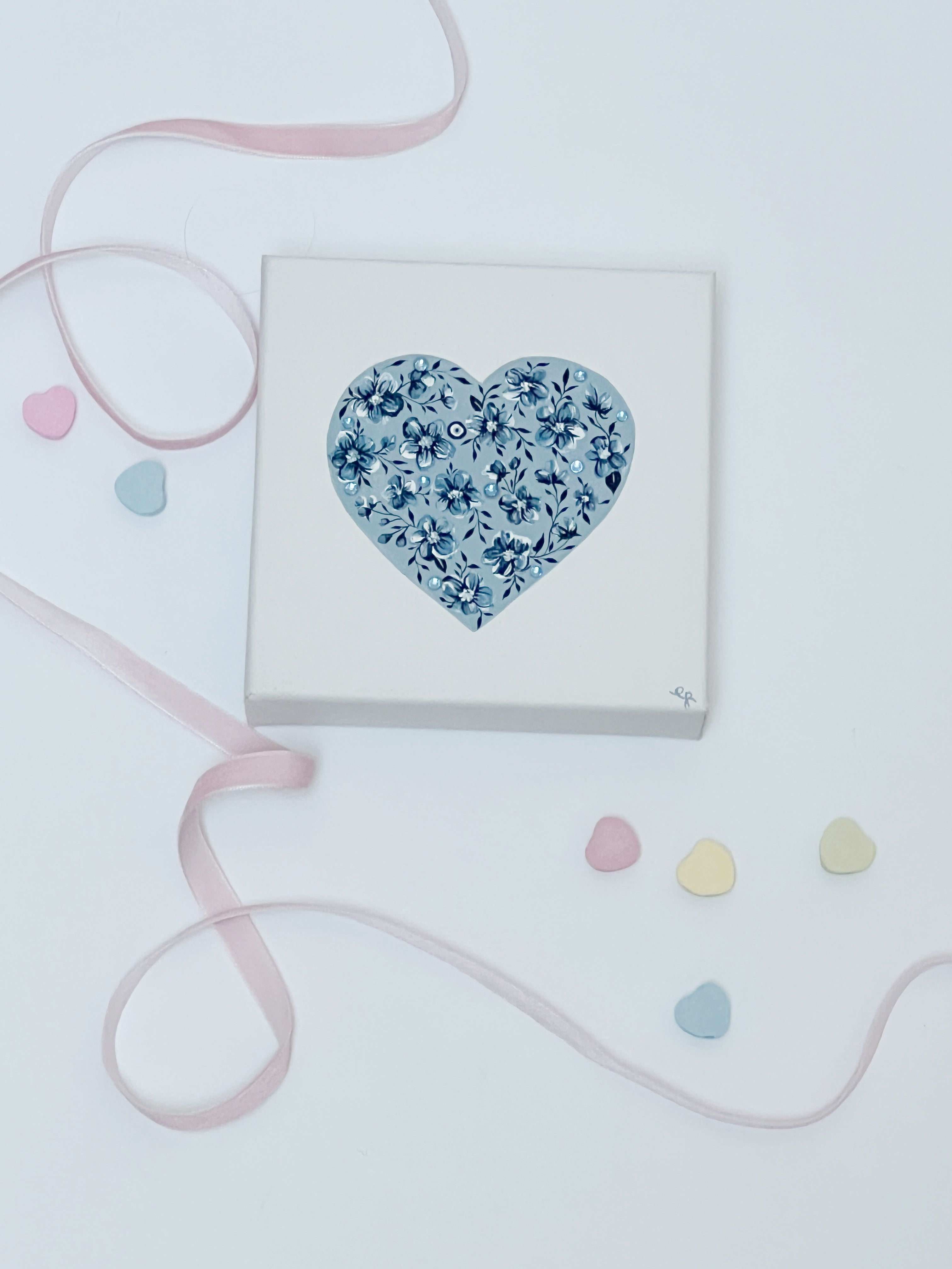 Mini Canvas Blue Heart