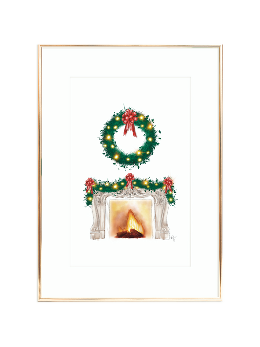 Festive Fireplace Print