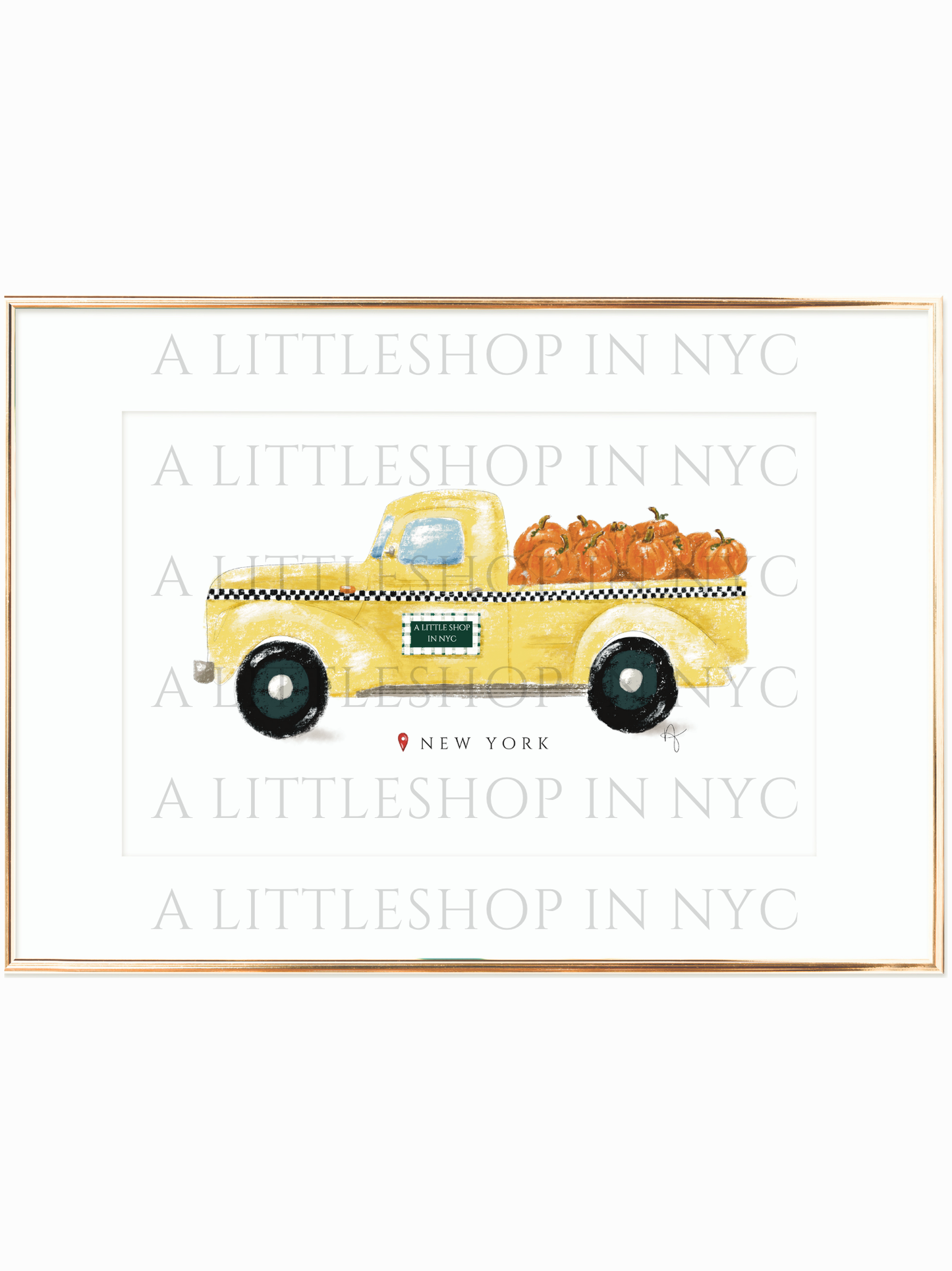 Taxi Truck w/ Pumpkins Print