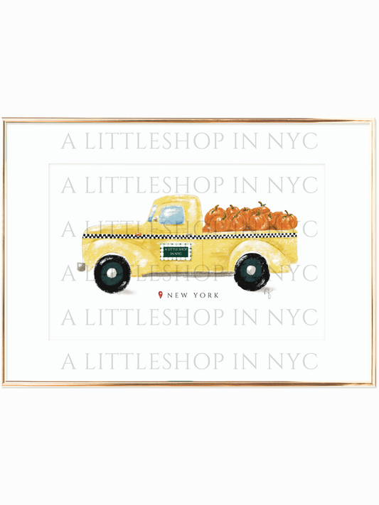 Taxi Truck w/ Pumpkins Print