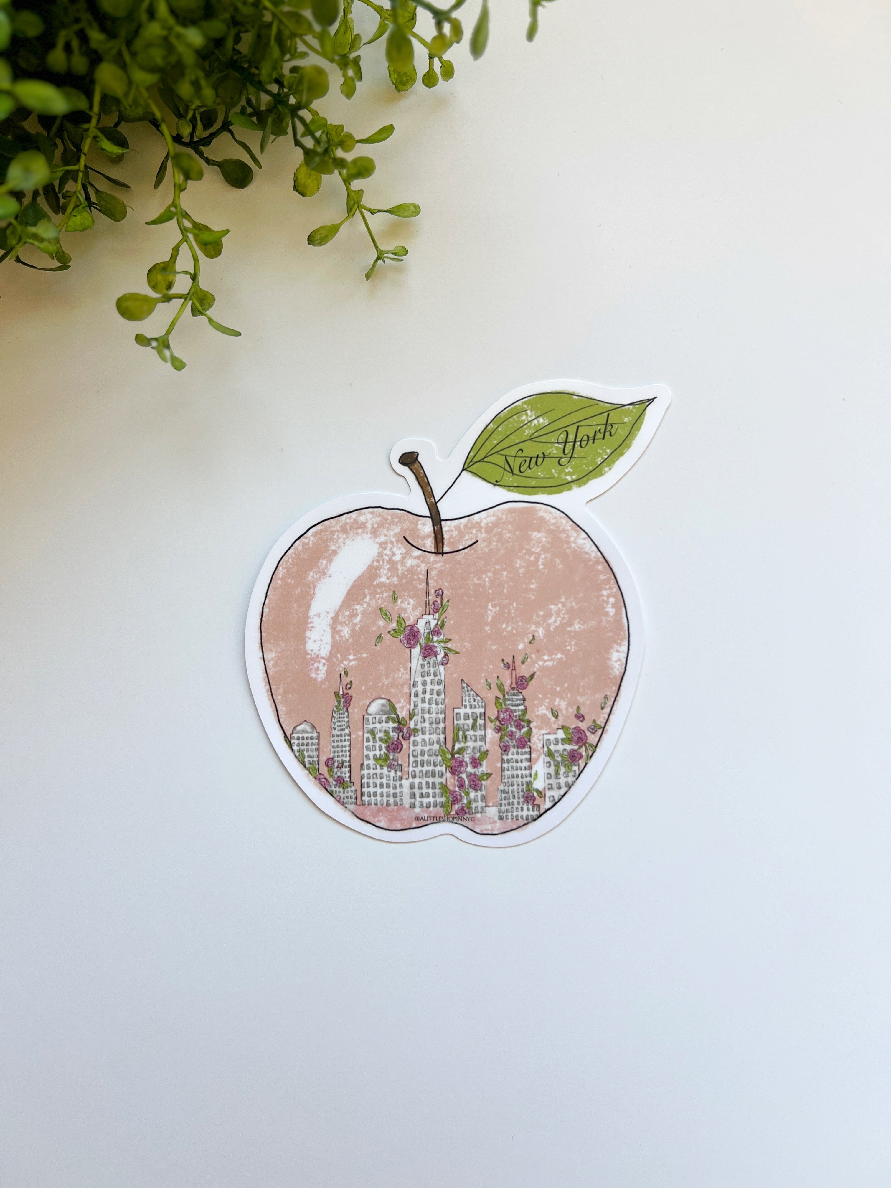 Pink Apple Luggage Sticker